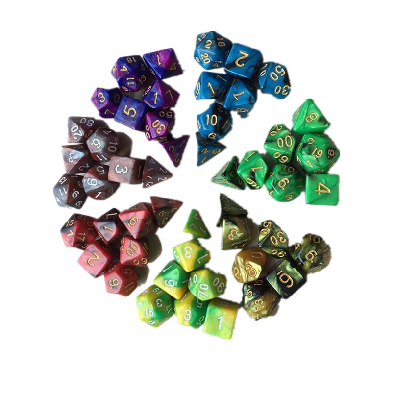DND веселые игры 7 шт./компл. многогранные кости полиэдральный D4-D20 многосторонний акриловые кости Красочные идеальный подарок 30SE11