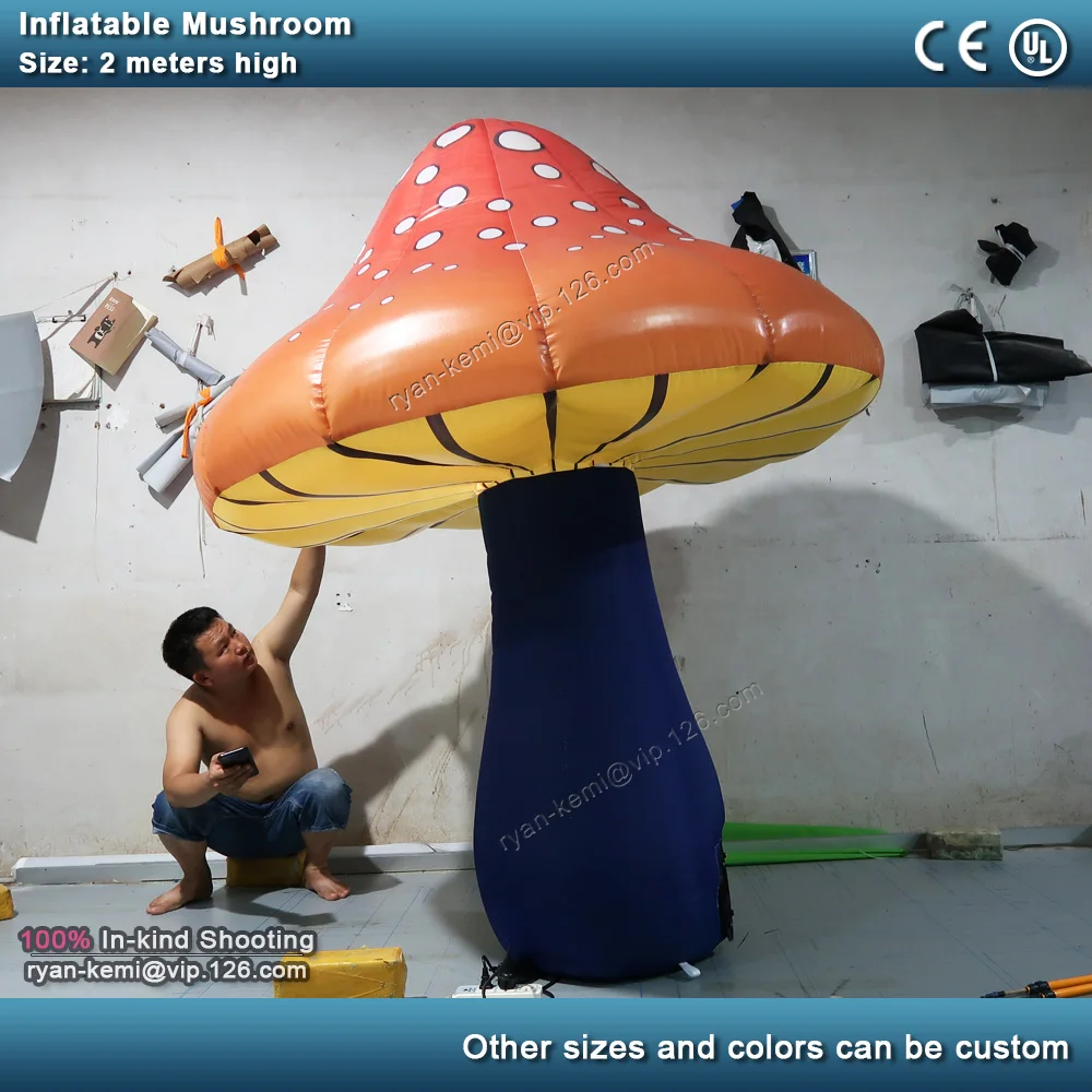 2m inflatable mushroom with LED light mushroom balloon for decoration 6.5ft inflatable plant orange inflatable agaric model 2