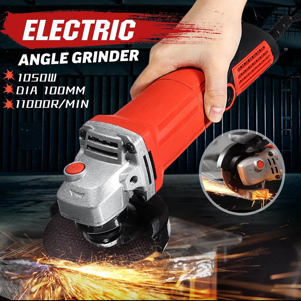 

1600W Peaks 220-240V Angle Grinder 11000r/min Electric Grinder Polishing Polisher Grinding Machine Cutting Woodworking Tool