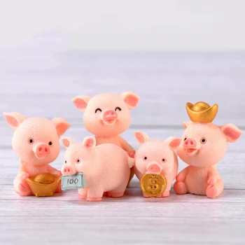 

Lovely Pink Money Pig Naughty Rich Pigs Cerdo Australia Animal Doll Toy Model Statue Figurine Ornament Miniatures Home DIY