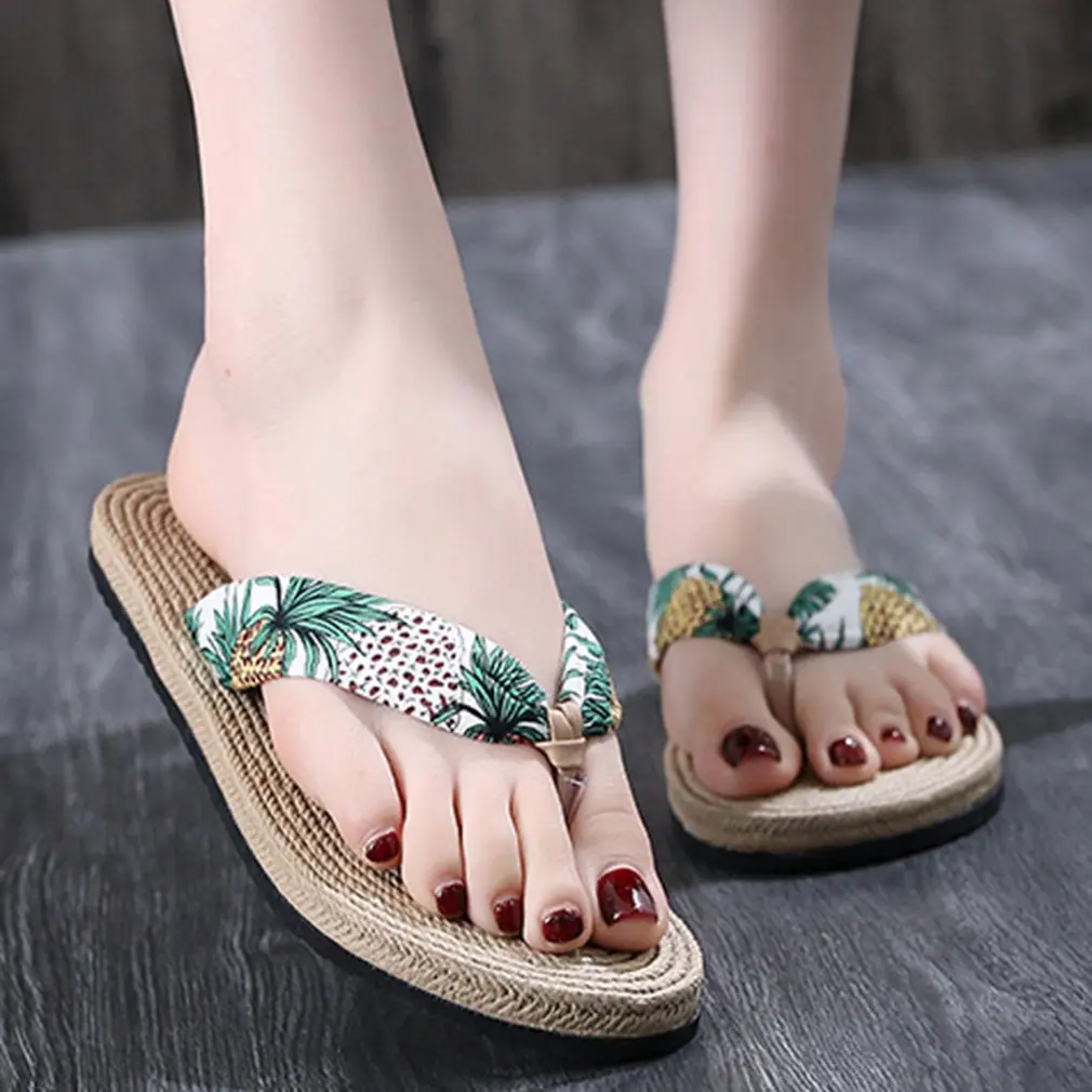 Summer Bohemia Casual Flip Flops Pineapple Flat Shoes 36-40 plus size Comfortable Women Platform Slippers Women Flats Slippers