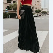Винтажные юбки женские шифоновые сетчатые с высокой талией однотонные длинные макси юбки плиссированные пляжные юбки осенние женские