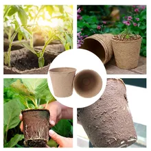 

50/100/200PC Nursery Pots Round Biodegradable Paper Pulp Peat Flowerpot Garden Nursery Cup Balcony Nursery Cultivation Peat Tray