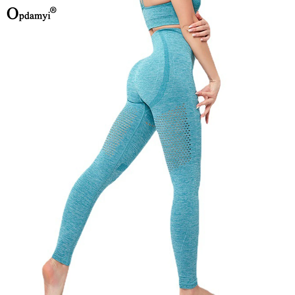

Women's Hollow Out Seamless Leggings Sports High Waist Squat Proof Tummy Control GYM Tights Workout Fitness Elastic Yoga Pants