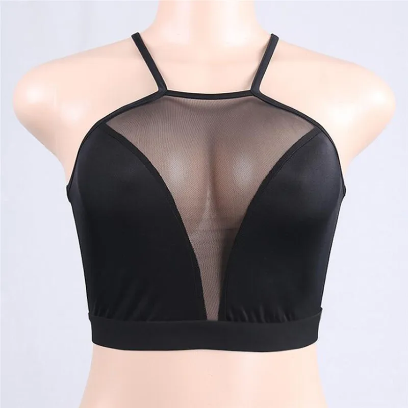 Sexy Mesh Crop Top Summer Women Casual Tank Top Vest Blouse Sleeveless Sport Crop Tops Shirt See-through Transparent Crop Top womens cami