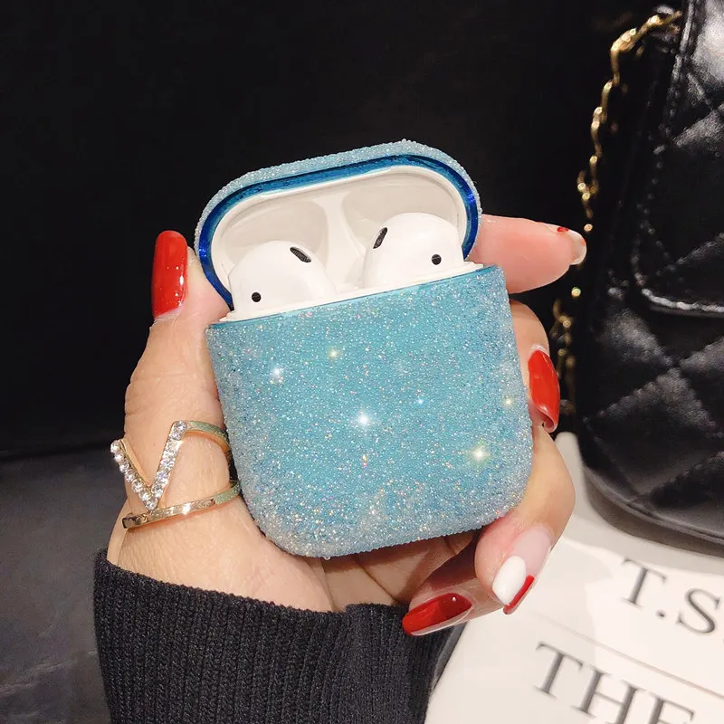 Блестящий Кристальный чехол для Airpods 1 беспроводные bluetooth наушники аксессуары