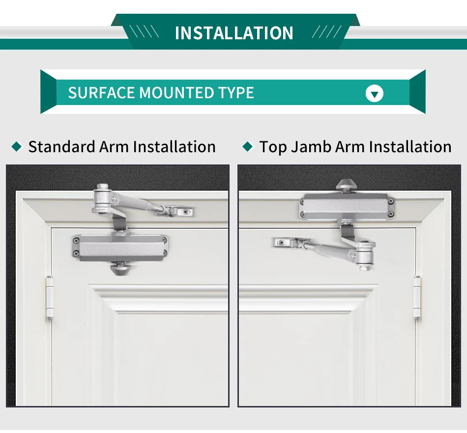 Marie 1102 silver automatic speed adjustable hydraulic buffer simple installation door closer for 25-45kg commercial residential_22