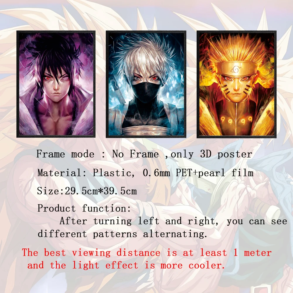 Naruto/Demon Slayer/Dragon Ball/One Piece 3D Lenticular Poster Flip