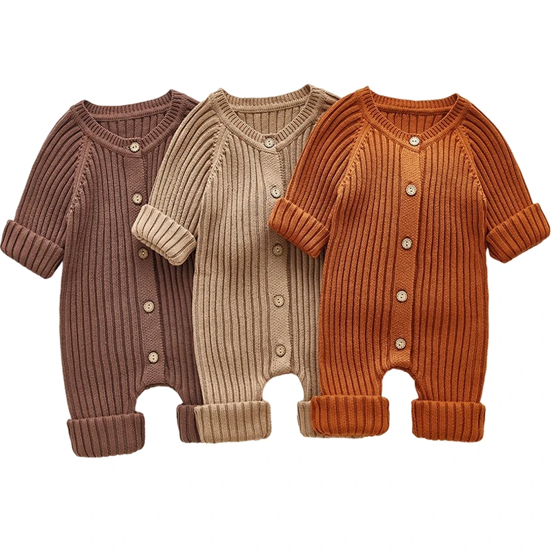 Baby Romper Autumn Knitted Newborn Girls Boys Jumpsuit Outfit Solid Toddler Children Onesies Long Sleeve One Piece