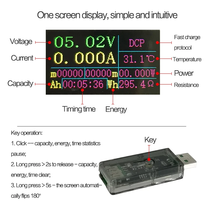 Цветной экран 5A usb Тестер dc Цифровой вольтметр amperimetro измеритель тока Амперметр детектор Банк питания зарядное устройство индикатор