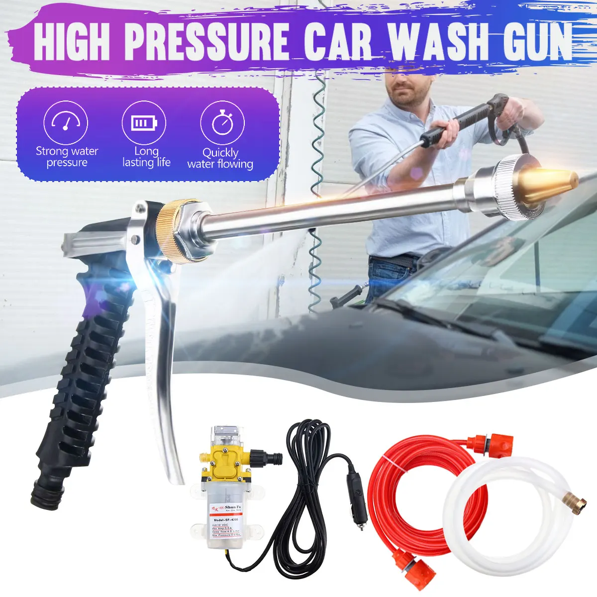 US $21.41 12V 100W Car Washer Guns Pump Car Sprayer High Pressure Cleaner Electric Cleaning Auto Device Car Care Portable Washing Machine