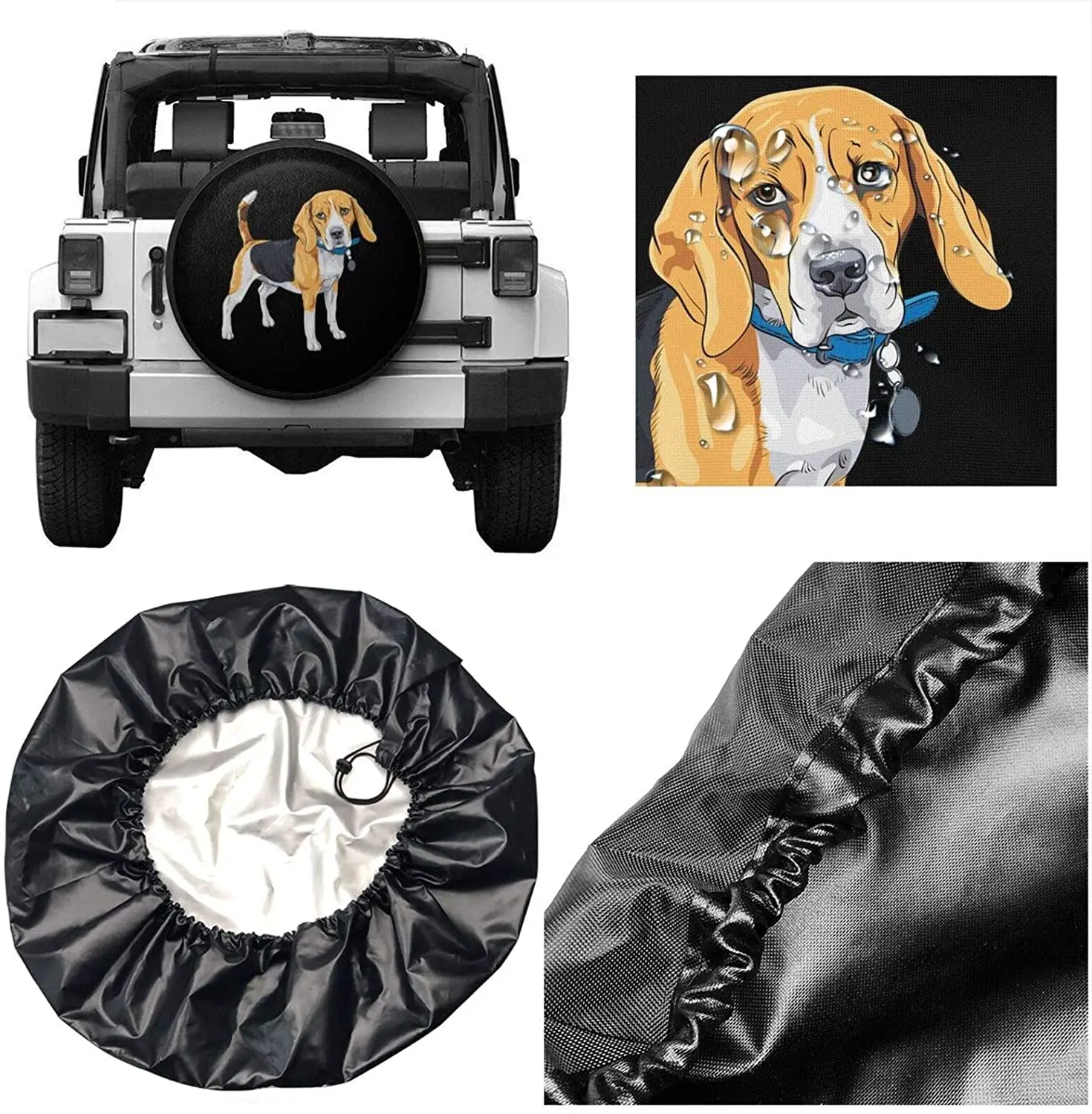 Laboojkay Vintage Goldendoodle Waterproof Uv Sun Protectors Spare Tire Covers Dustproof Wheel Covers for Jeep,Trailer,Rv,SUV,Truck,Wagon,Cars,Police Car and Many Vehicles 14-17 Inches 