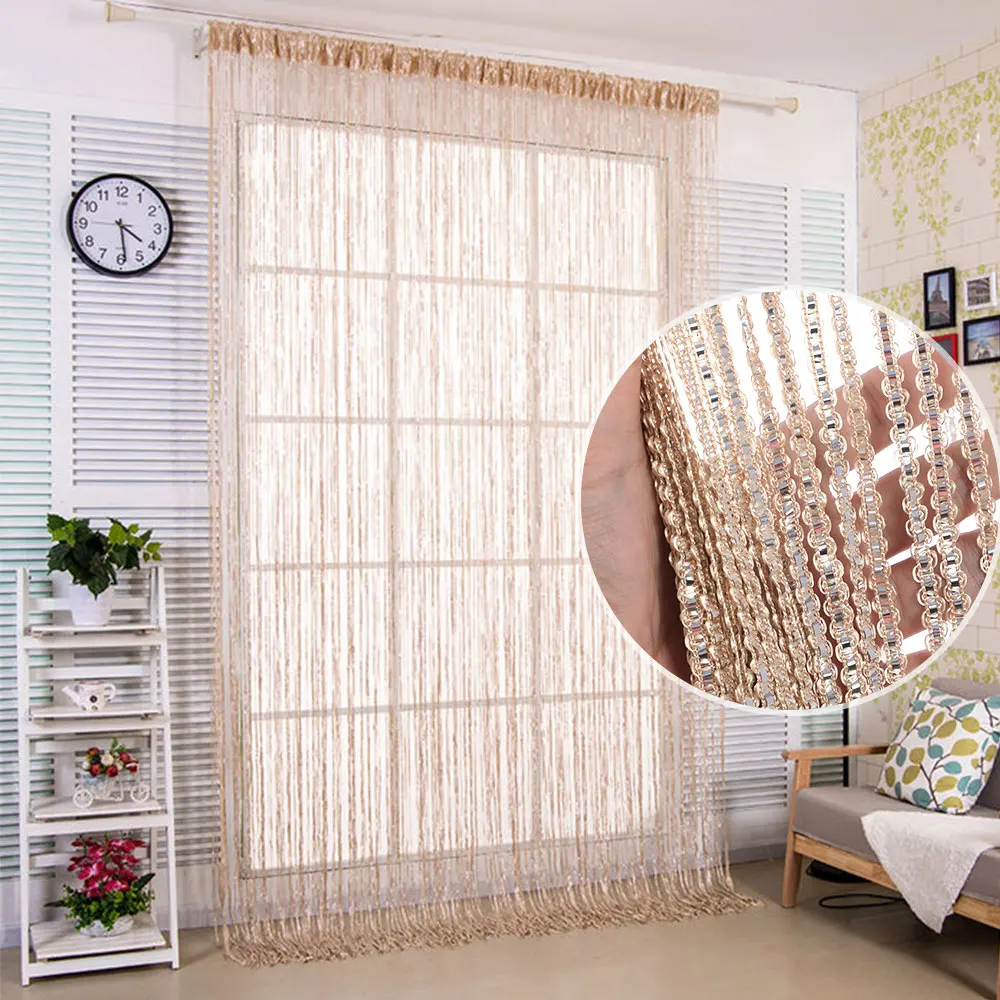 

100x200cm String Curtain Shiny Tassel Hanging String Door Curtain Partition Divider Windows Decoration Home Bedroom Decoration