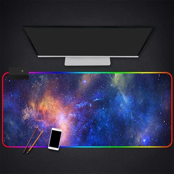 

RGB Mouse Pad Large Gaming Luminous Waterproof Non-slip Rubber Desk Mat Nebula Anime Mousepad Computer Laptop Keyboard Desk Pad