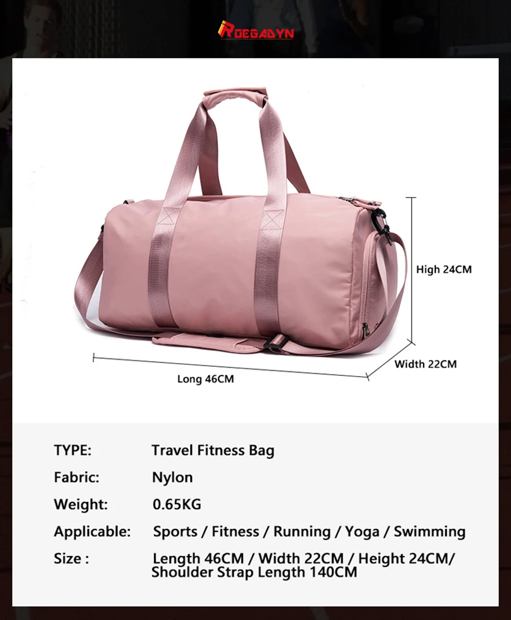 ROEGADYN Light Weight Pink Gym Bags Women Fitness Yoga Bag Gym Bags For Women With Sholder Strap Sports Bags Men For Gym Women