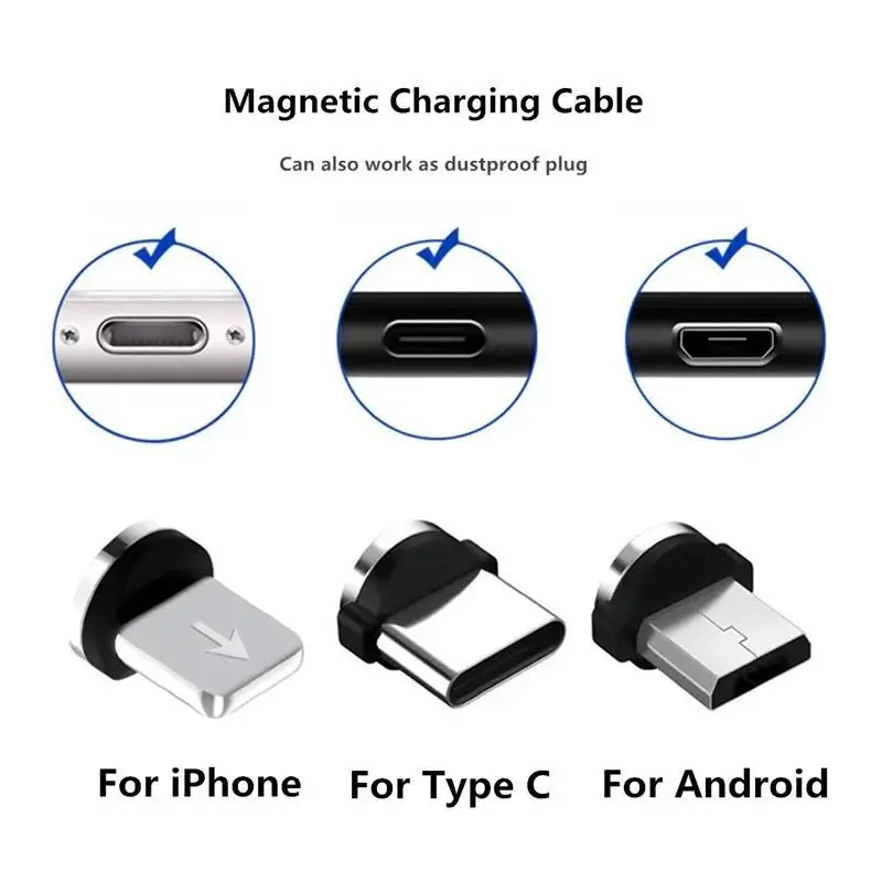 Круглый Магнитный кабель с разъемом 8 Pin Type C Micro USB быстрая зарядка телефона
