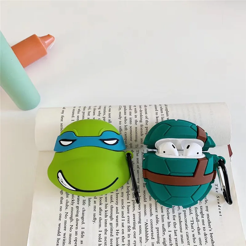 Для AirPod 2 Чехол 3D забавная черепаха мультфильм мягкий силиконовый беспроводной кожухи головных телефонов для Apple Airpods чехол милый чехол Funda
