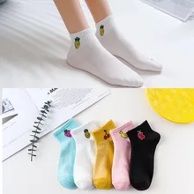 5 пар Спортивные носки летние тонкие впитывающие пот сплошной цвет чесаный хлопок Женская Корейская версия Джокер милый цвет фея