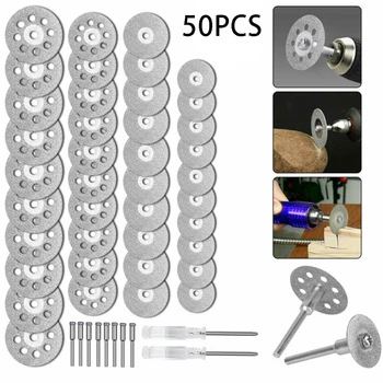 

50pc Diamond Cutting Wheels 0.6~1Inch Mandrel Screwdriver Set For Rotary Tool Die Grinder Metal Cut Off Disc 3mm ID Cutting Disc