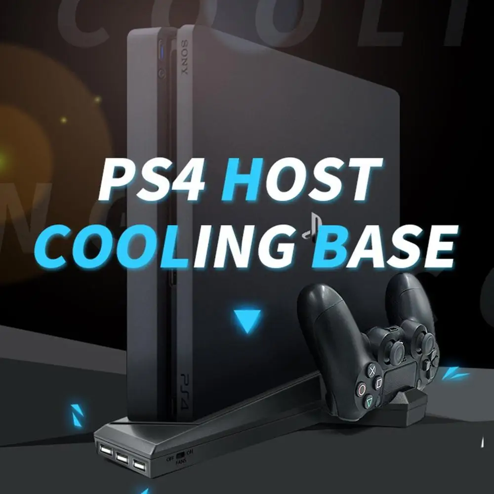 Для PS4/PS4 Slim/PS4 Pro вертикальная подставка с охлаждающим вентилятором двойной