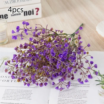 

4 Bundles Artificial Flowers Fake Outdoor Plants Faux Plastic Home Garden Decor High Quality Artificial Flower Decor