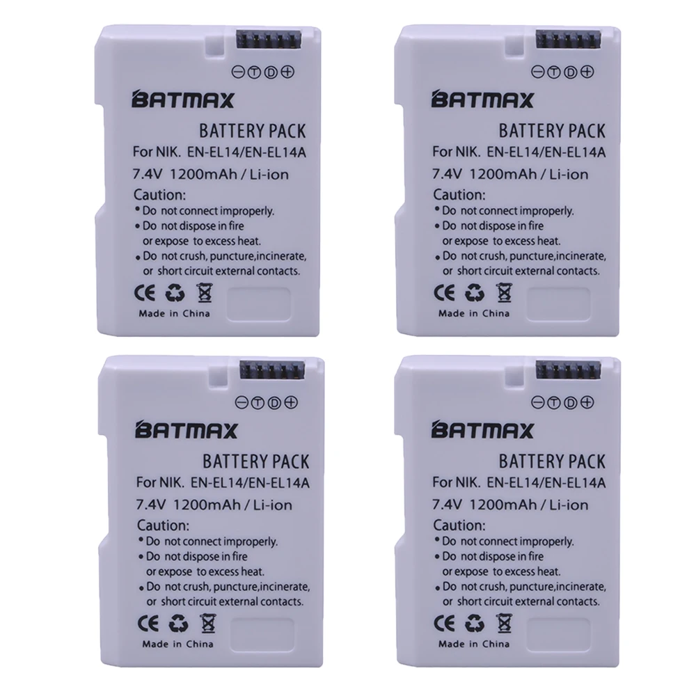 Batmax 4 шт. EN-EL14 EN-EL14a Белый батарея+ ЖК USB двойной зарядное устройство для Nikon D3100 D3200 D3300 D5600 D5100 D5200 D5300 P7000