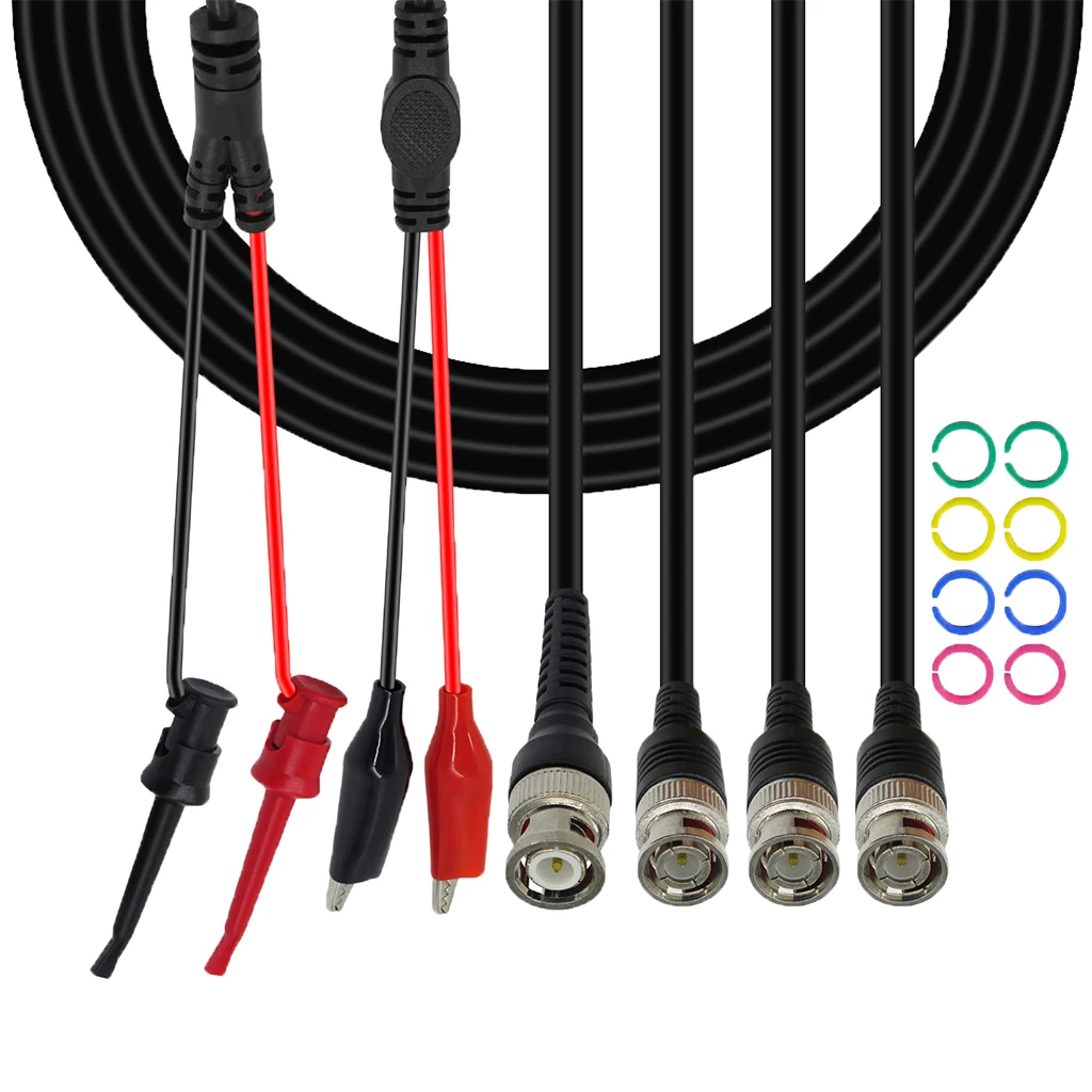Cleqee BNC Adapter Male to Male/Alligator Clips/Mini Grabber Test Leads Probes For Oscilloscope