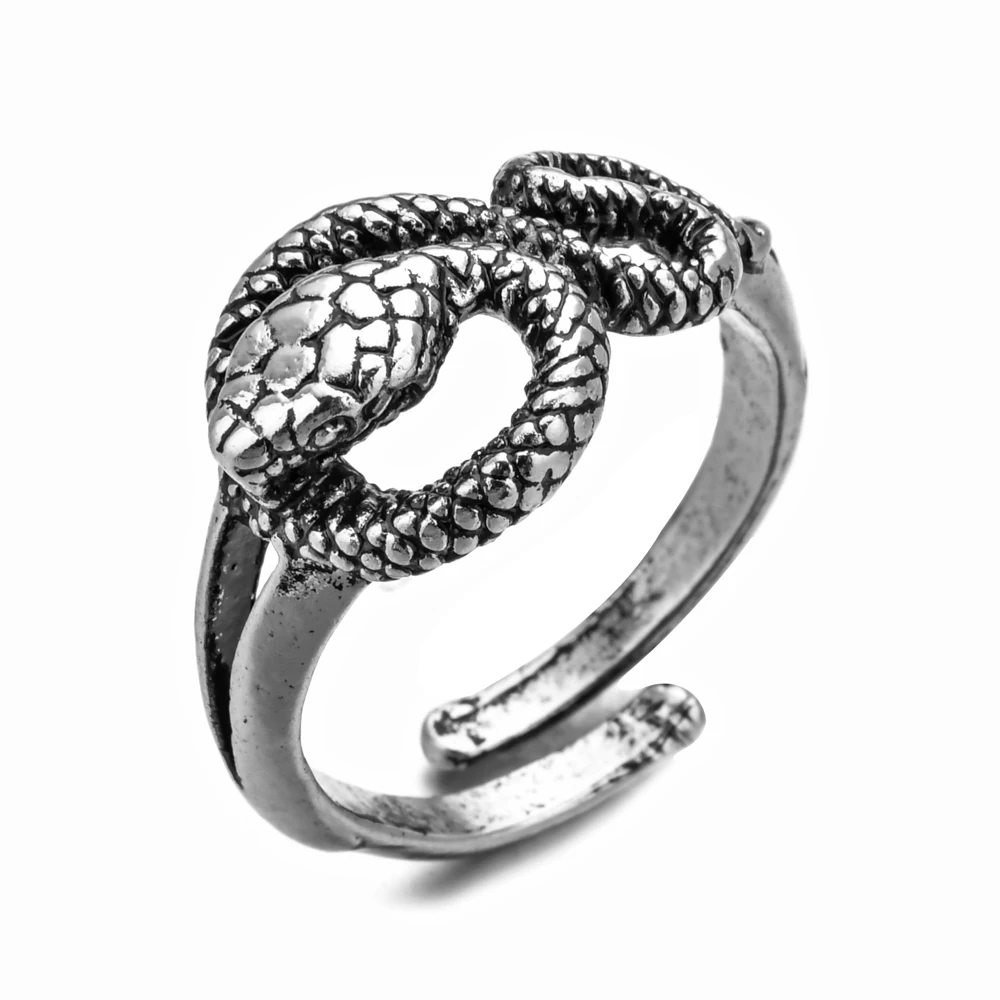 Ретро панк змея кольцо для мужчин и женщин Преувеличенные античные серебряного цвета открытие Регулируемые кольца Anillo Hombre Bijoux