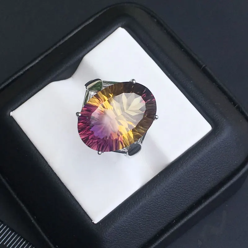CSJ Элегантное Кольцо большого размера Аметрин Кварц oval12* 16 м cancave cut fine jewelry обручальные кольца для женщин леди девушка подарок