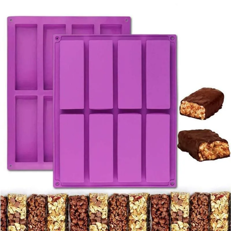 

8 Cavity Rectangular Cake Mold Chocolate Silicone Moulds DIY Handmade Soap Mold Moon Cake Decorate Baking Mould Ice Cube Tray