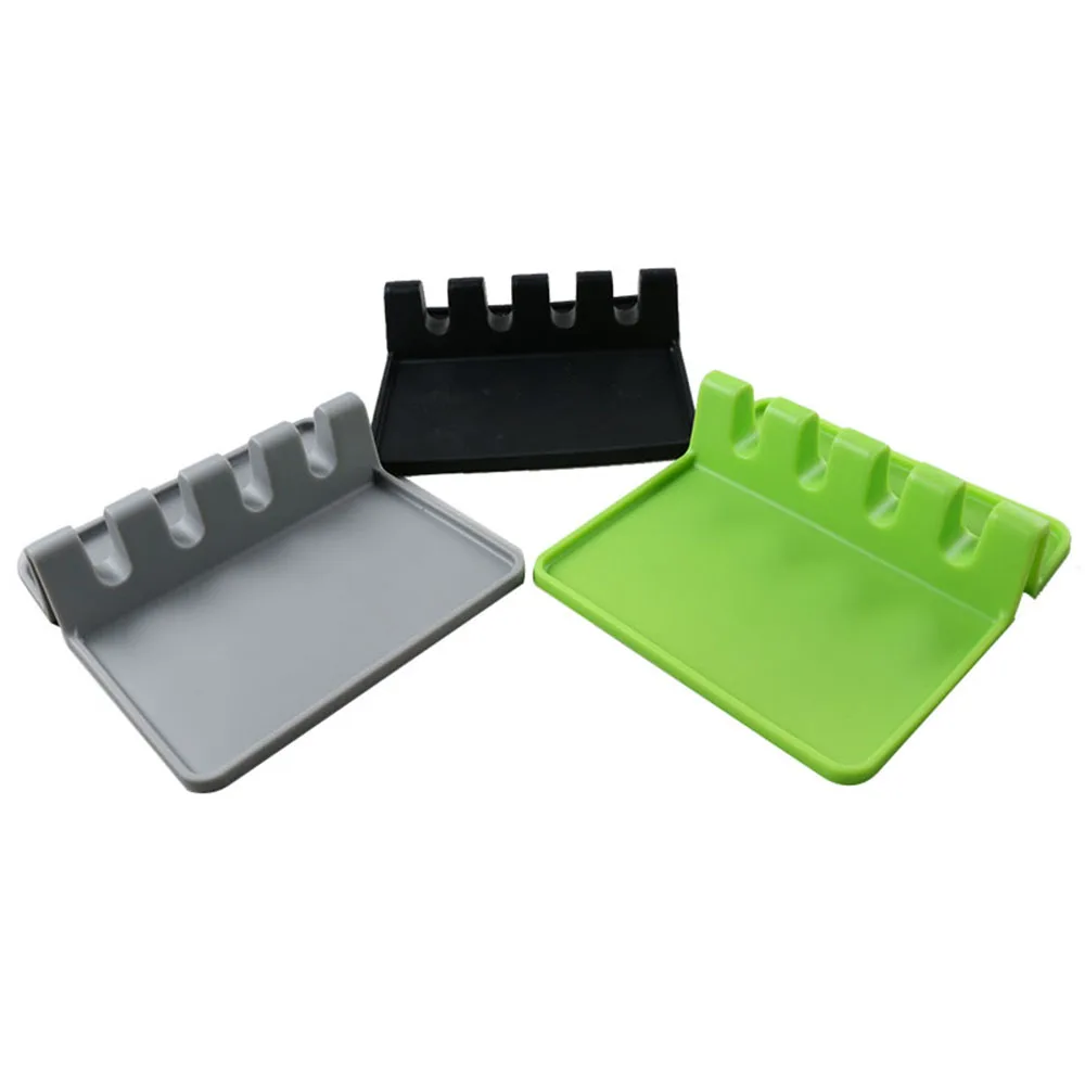 Silicone Chopstick Spoon Rests Kitchen Utensil Ladle Fork Spatula Mat Heat Resistant Silicone Spoon Rests Holder Kitchen Tools