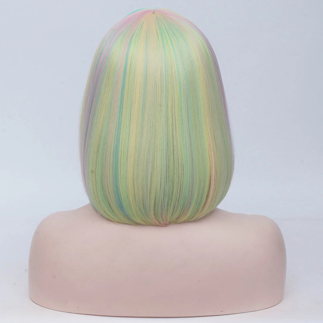Similler женские короткие прямые волосы синтетические парики для косплея Хэллоуин зеленый желтый розовый смешанные цвета боб парик