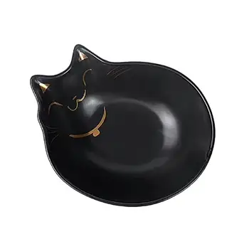 

1pc Ceramic Pet Bowl Cat Pattern Food Bowl Creative Eating Basin Drinking Water Bowl For Cats Dog Pets Black/ White
