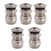 5 Pcs M12 Metal 3-6.5mm Dia Waterproof Cable Glands Connector
