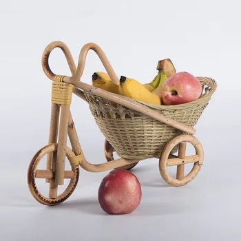 

Bamboo Handmade Woven Straw Fruit Basket Wicker Food Bread Organizer Kitchen Decorative Bicycle Neatening Organizer ZM919