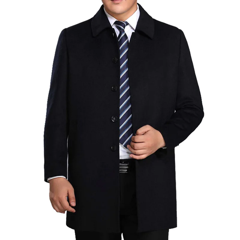 

High quality middle age men's wool coat outerwear men turn down collar thick winter casual woolen overcoat 2 styles 2019 autumn