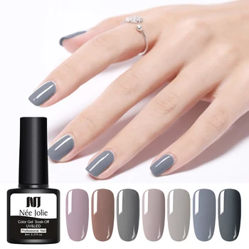 

NEE JOLIE 1 Bottle 8ml Gray Series UV Gel Polish 20 Colors Available Soak Off LED Lamp Gel Varnish One-shot Color Nail Art Gel