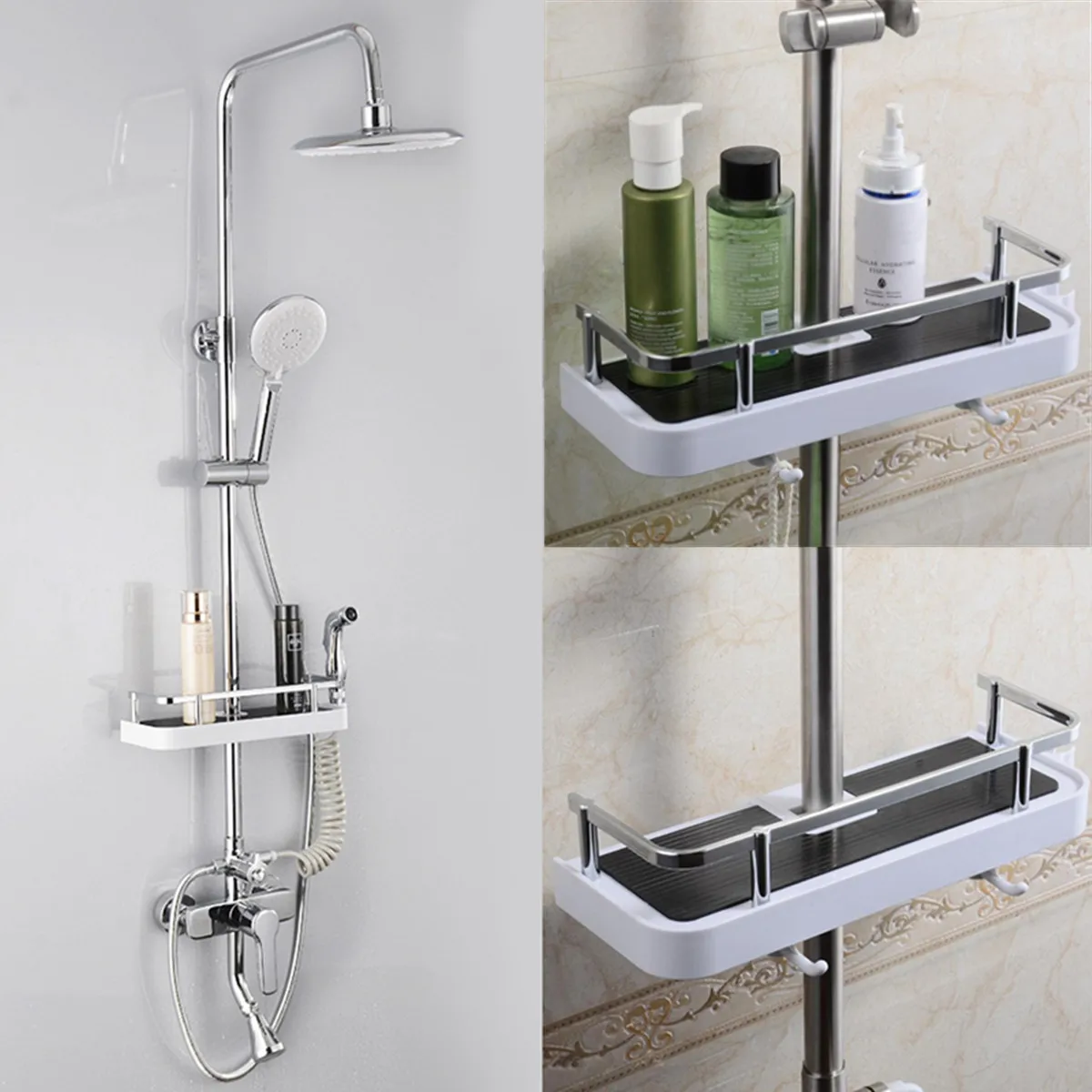 Practical Bathroom Pole Shower Storage Rack Holder Organizer Bathroom
