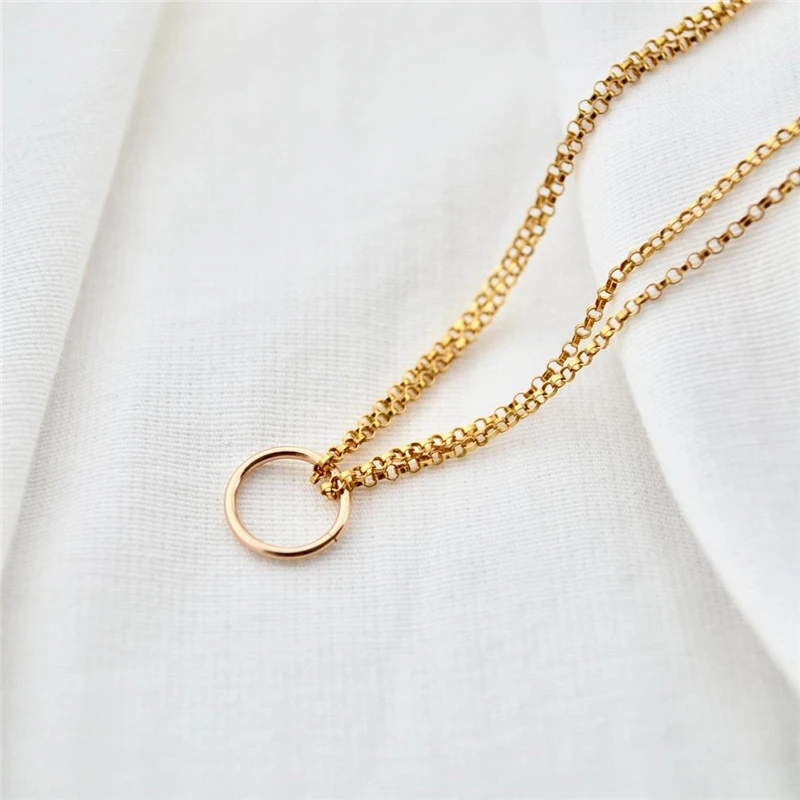 14K 골드 채워진 더블 레이어 팔찌 수제 서클 쥬얼리 Boho 매력 팔찌 여성을위한 빈티지 Anklets 신부 들러리 선물