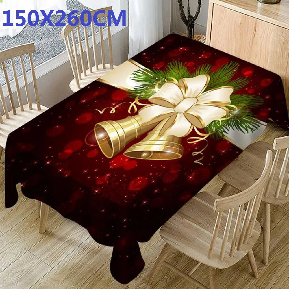 A150X260CM Рождественская скатерть с принтом, прямоугольная скатерть для обеденного стола, праздничный декор для вечеринки, скатерть с 3D рождественским колокольчиком - Цвет: A150X260CM