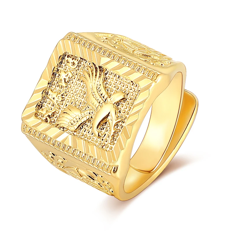 

Gold Color Eagle Ring Men Rock Punk Male Ring Resizable 7 to 11