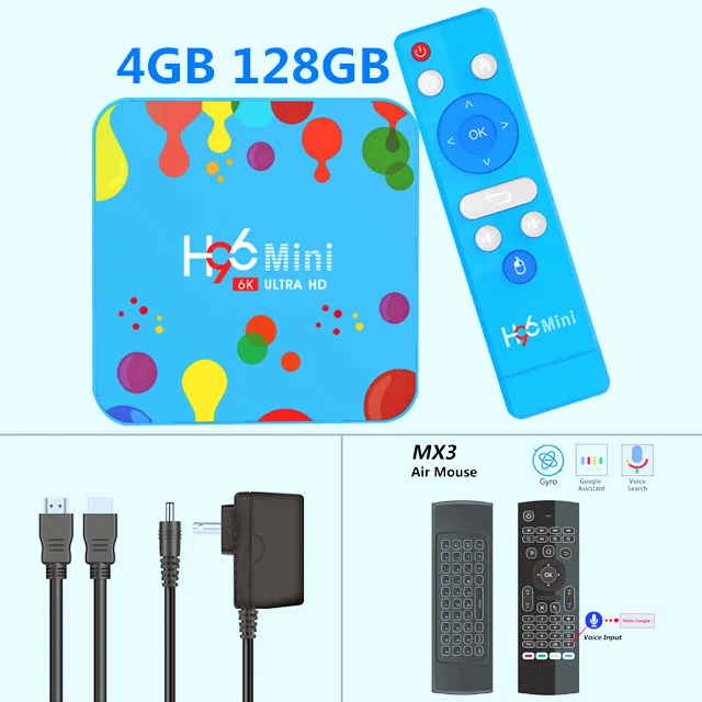 4G128G-MX3 H96 Мини Android 9,0 Smart tv Box ALLWINNER H6 четырехъядерный 2,4& 5,8 Ghz двойной Wifi 4GB 128GB 6K телеприставка медиаплеер домашний кинотеатр - Цвет: 4G128G-MX3