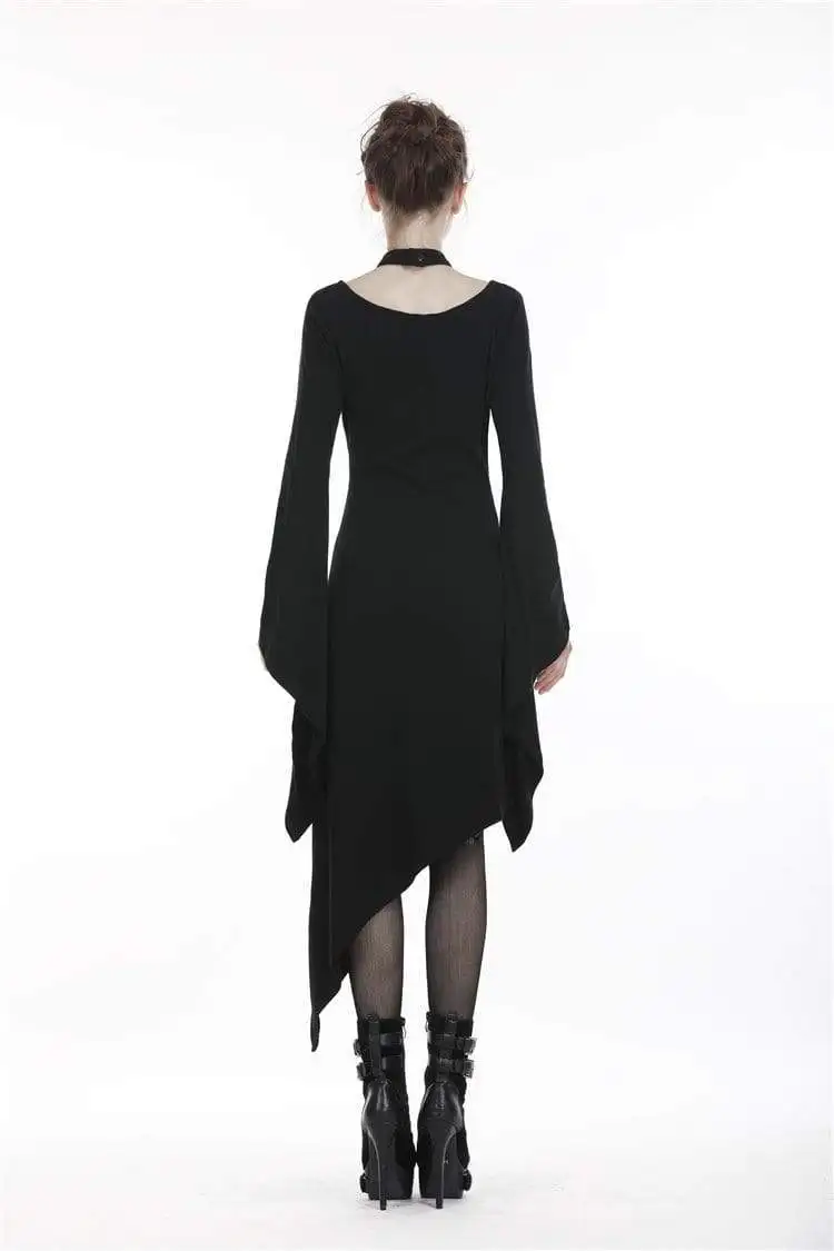 Darkinlove женские панк Холтер Бабочка рукавом асимметричный подол платья DW254