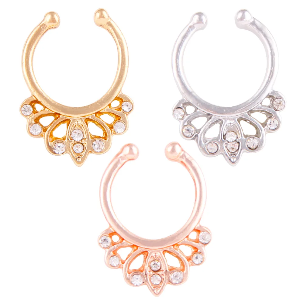 Nose rings piercing jewelry body jewelry 1PCS Stainless Steel Fake Nose Ring Clip On Septum Piercing Faux Hoop Indian Nose Ring Pircing Nariz Punk Body Piercing Jewelry
