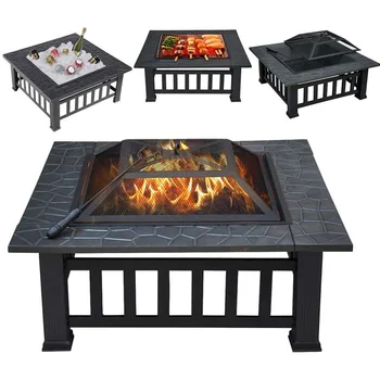

Outdoor Fire Pit Camping Wood Burning BBQ Burner Bowl with Mesh Multifunction Removable Stove Barbecue Grill Stand for Xmas