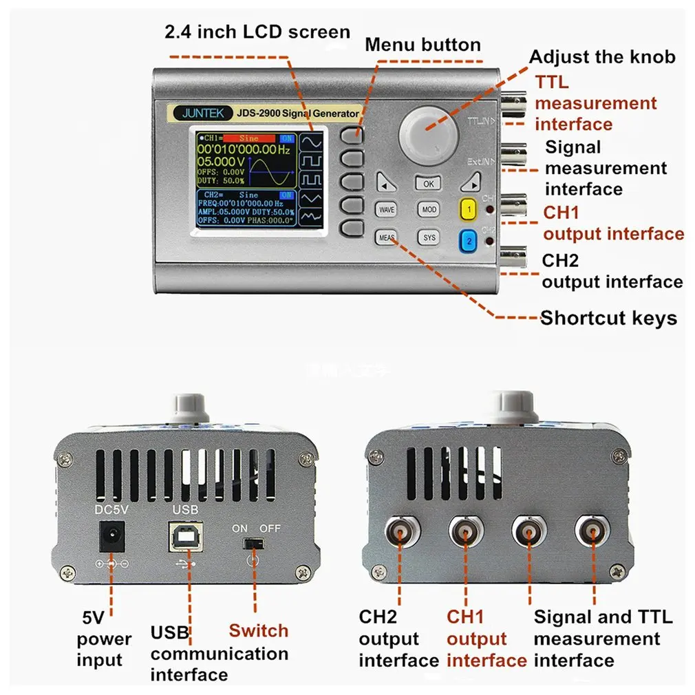 JDS2900-60M 60 МГц генератор сигналов цифровой контроль двухканальный DDS функция генератор сигналов частотомер произвольная волна