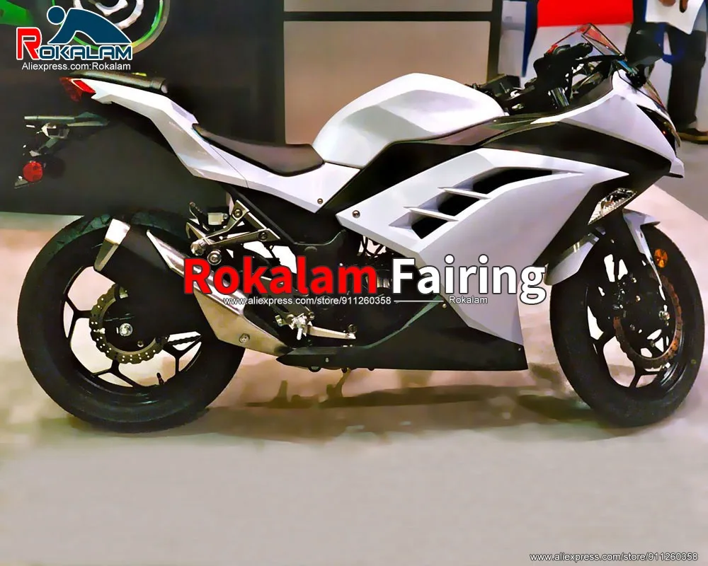 

Комплект обтекателей для Kawasaki EX300 Ninja 300R 2013 2014 2015 2016 Черный Белый Кузов мотоцикла (литьё под давлением)
