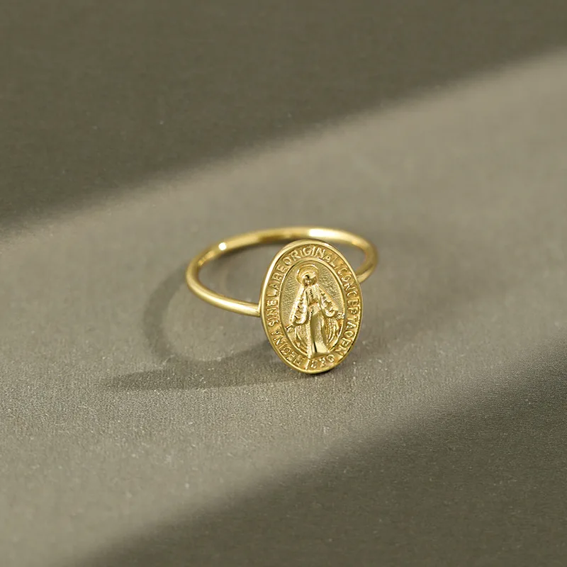 Женские кольца Богородицы из серебра 100% пробы модные овальные Регулируемые