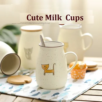 

Creative Classical Ceramic Coffee Mug Water Cup Milk Juice Drinking Cups 380ml with Lid and Spoon Friend's Gift Present