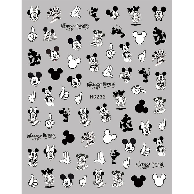 

10PCS New Disney Nail Art Sticker Mickey Minnie Nail Slider Love Letter Animal Design Decorative Applique Cat Giraffe Dinosaur